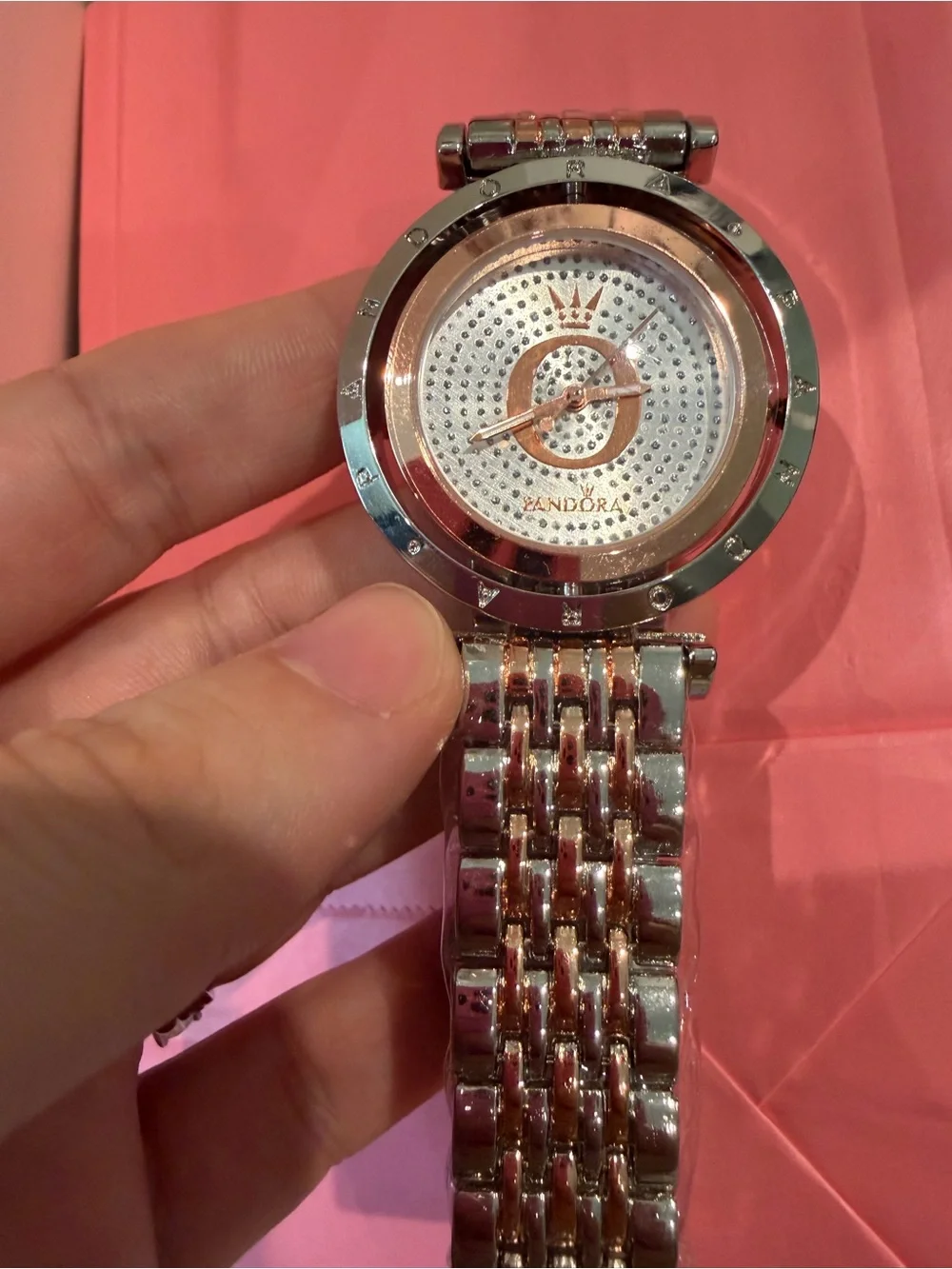 Pandora Silver & Rose Gold Tone Bracelet Watch